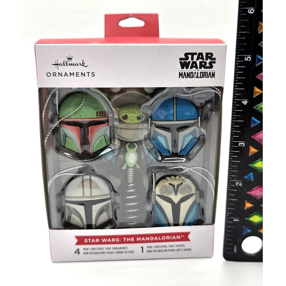 Hallmark Star Wars The Mandalorian 4 Mini Ornaments‎ & Tree Topper Christmas New